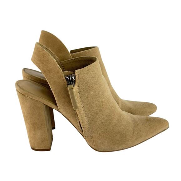 ShoeDazzle Katherine Pointed Toe Mules Tan Faux Suede Slingback Heels Size 8.5 - Picture 8 of 16